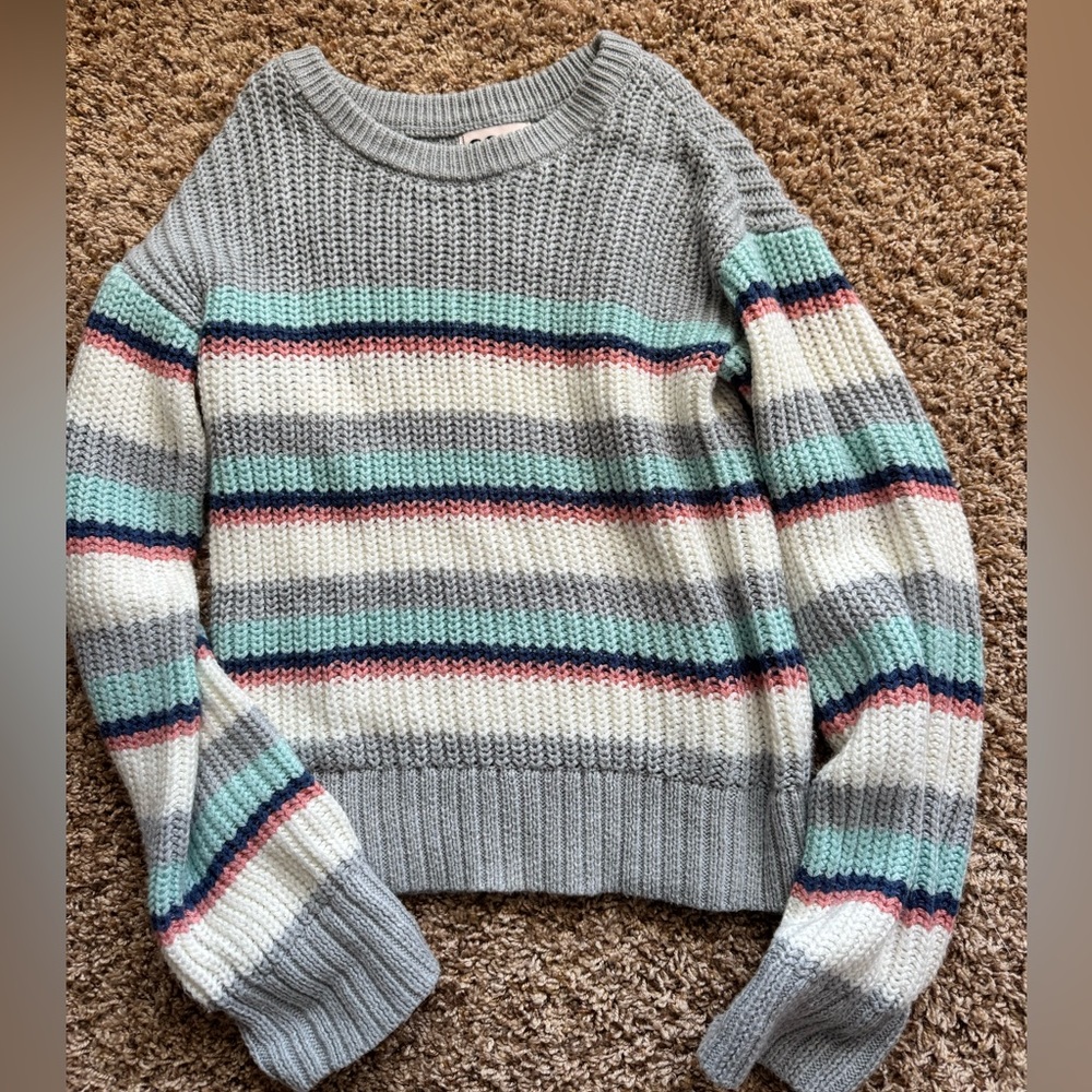 Striped knit spring sweater, girls size 8